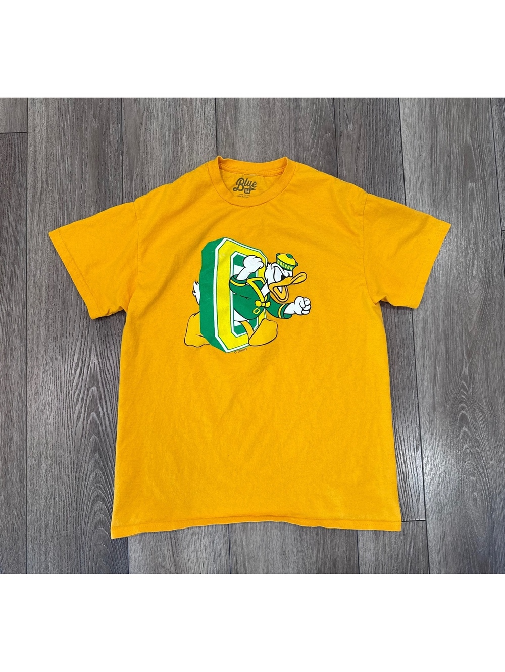 Blue 84 Oregon Ducks Graphic T-Shirt Yellow Medium 100% Cotton